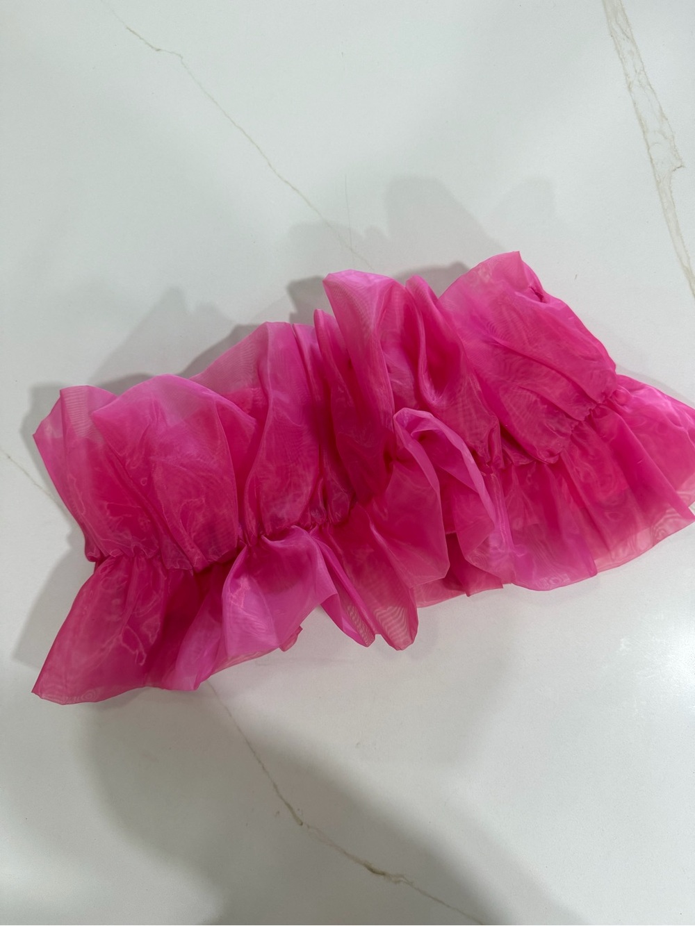 Hot Pink Ruffled Organza Bandeau Top
